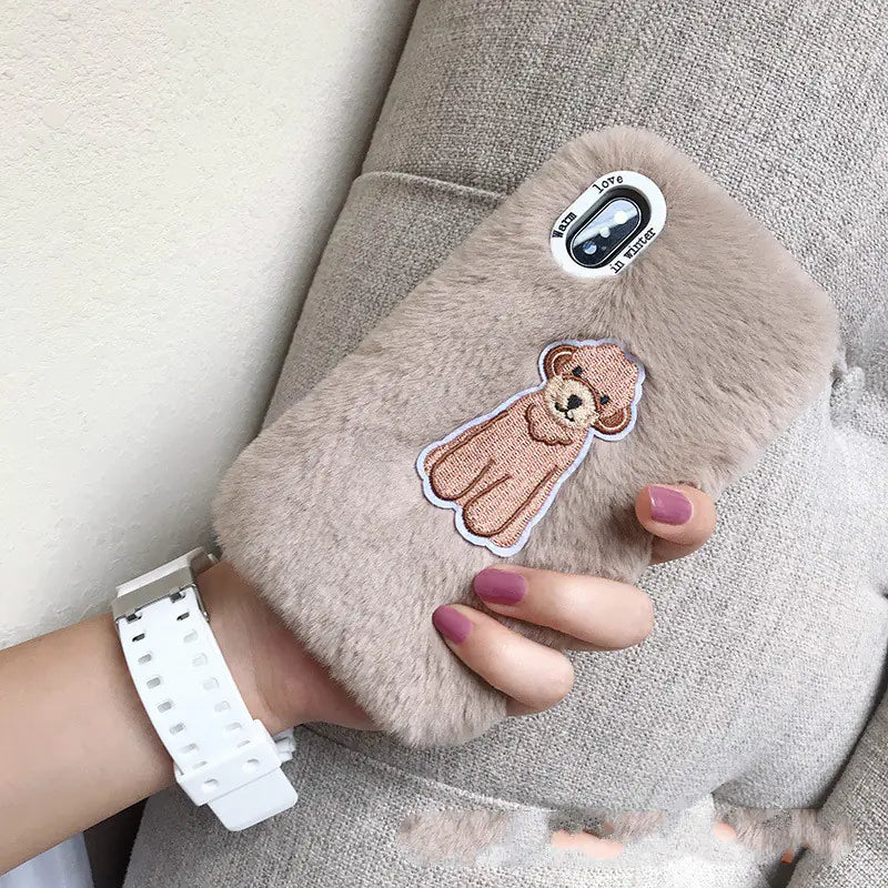 Embroidered Plush Phone Case for iPhone 11/XS Max/7/8/XR