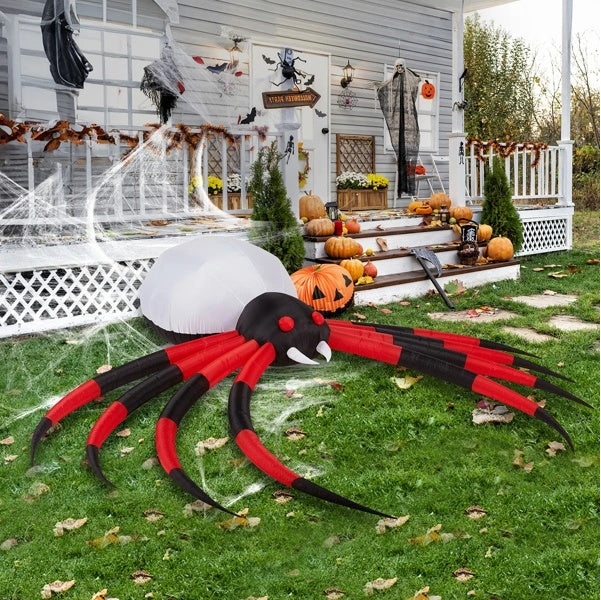 11.8 FT Halloween Inflatables Crawling Spider Outdoor Decorations With Rotating LED Lights