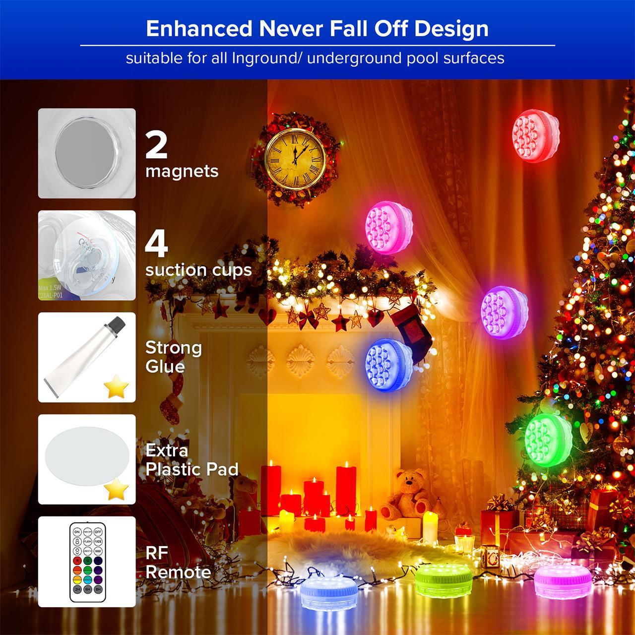 SANSI IP68 Waterproof RGB Pool Light, Summer Rechargeable 20Hrs Outdoor LED Lamp For Swimming Pool,Pond,Shower,Bath