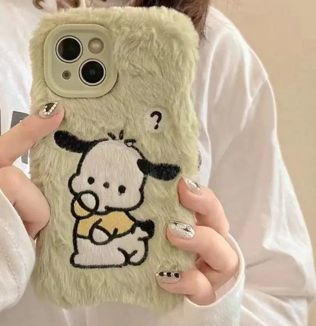 Embroidered Plush Phone Case for iPhone 11/XS Max/7/8/XR