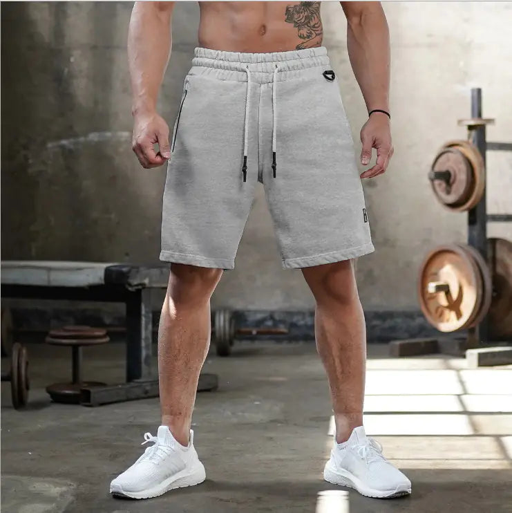 Men's Summer Casual Loose Cotton Five-Point Training Pants