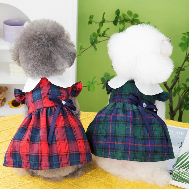 Petstyle Plaid Skirt OL Dress for Spring Summer