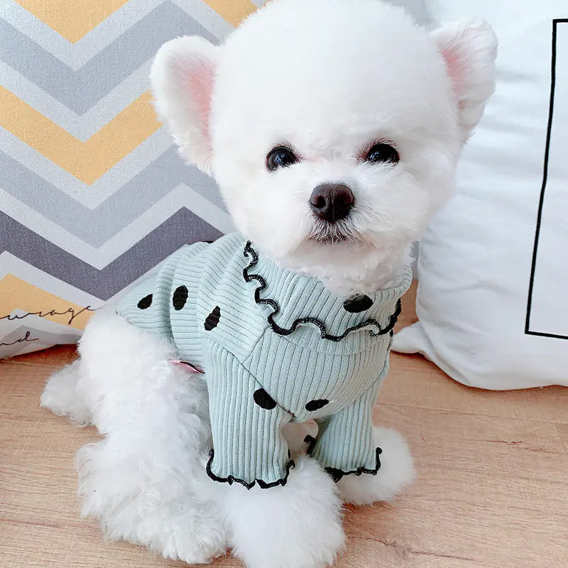 High Neck Dot Pet Shirt for Small Dogs and Cats