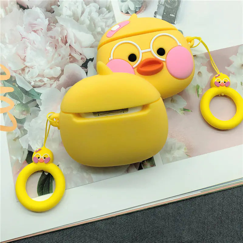Cute Duck Silicone Soft Case for Earbuds