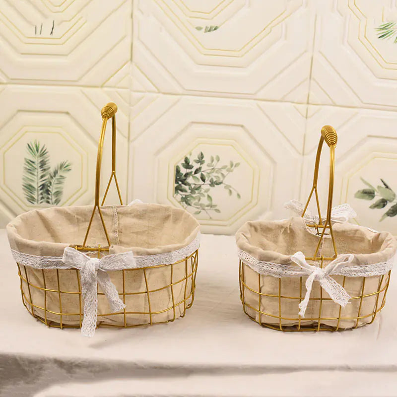 Metal Flower Basket - Square and Round Iron Design