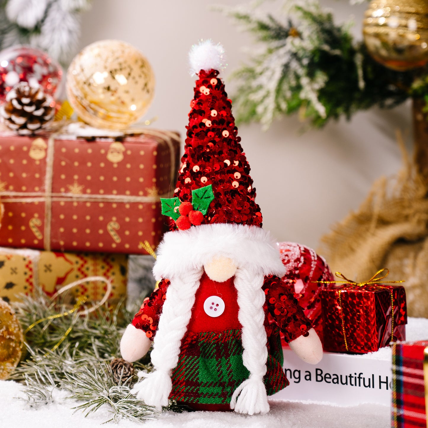 Christmas Decorations Sequin Cap Faceless Doll Ornaments