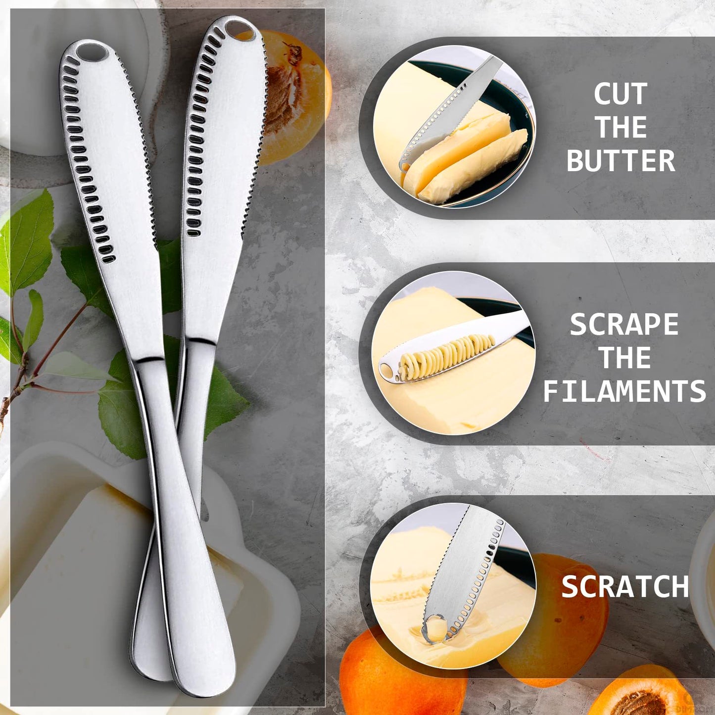 Stainless Steel Butter Spreader Knife With Handle, 3 In 1 Curler Slicer Knife, Butter Knife Spreader And Curler With Holes And Serrated Edge Cheese Knife Kitchen Gadgets