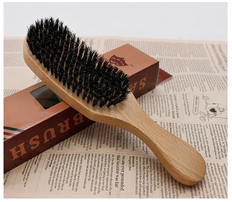 Beech Wood Lacquer Pig Bristle Curved Hair Styling Comb