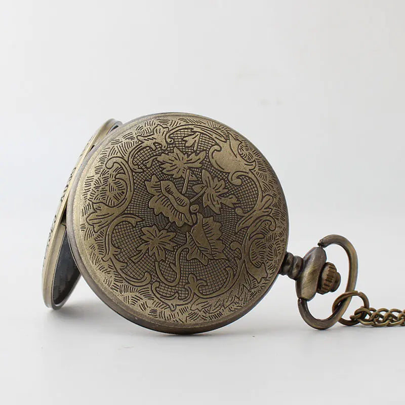 Antique Bronze Pocket Watch with Cross Design
