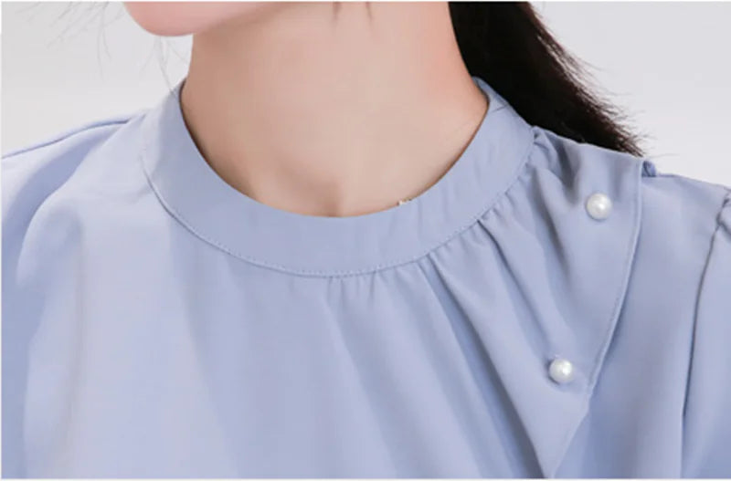 Chiffon Top for Women with Ruffled Short Sleeves