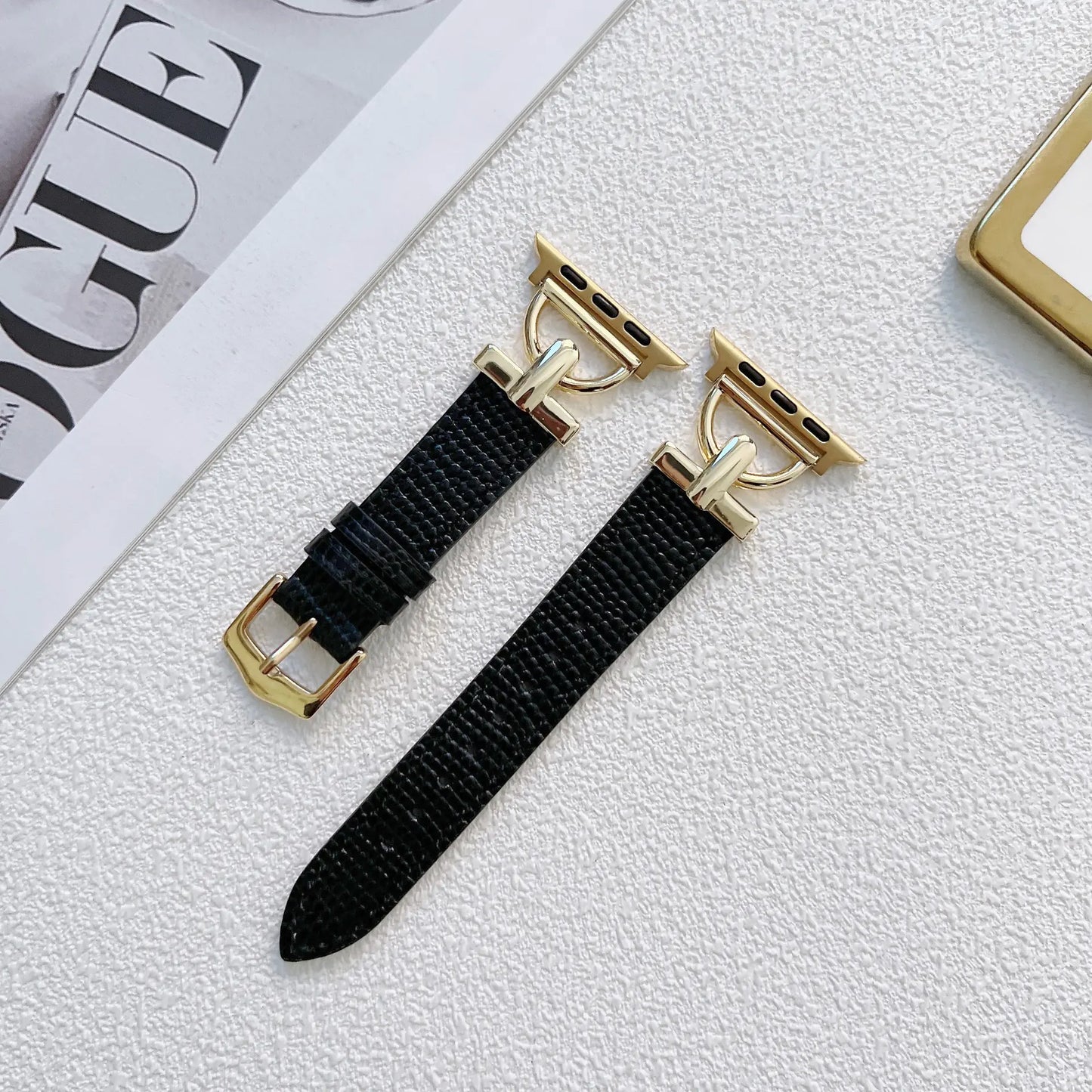 Personalized D-shaped Steel Leather Watch Strap
