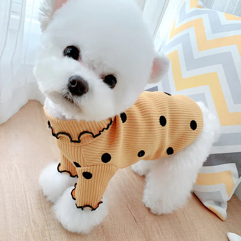 High Neck Dot Pet Shirt for Small Dogs and Cats