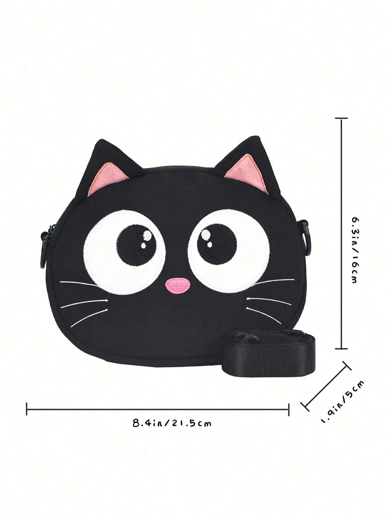 New Cute Cartoon Shoulder Bag Big Eyed Black Cat Messenger Bag For Women  And Versatile Student Storage Coin Purse Bag