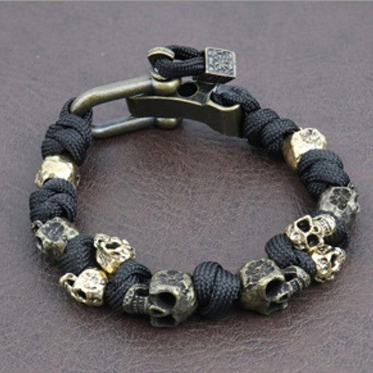 Halloween Jewelry Skull Premium Paracord Bracelet Stylish Skull Premium Paracord Bracelet Men's Handmade Punk Hiphop Woven Bracelet Creative