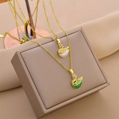 Necklace,stainless Steel,with Green Swan ,Only Self-pickup Is Supported, And The Displayed Prices Are All Self-pickup Prices
