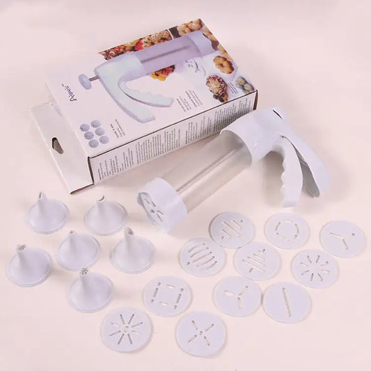 Cookie Mold and Decorating Gun with 12 Slices and 6 Cream Tips