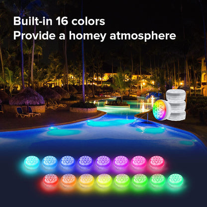 SANSI IP68 Waterproof RGB Pool Light, Summer Rechargeable 20Hrs Outdoor LED Lamp For Swimming Pool,Pond,Shower,Bath