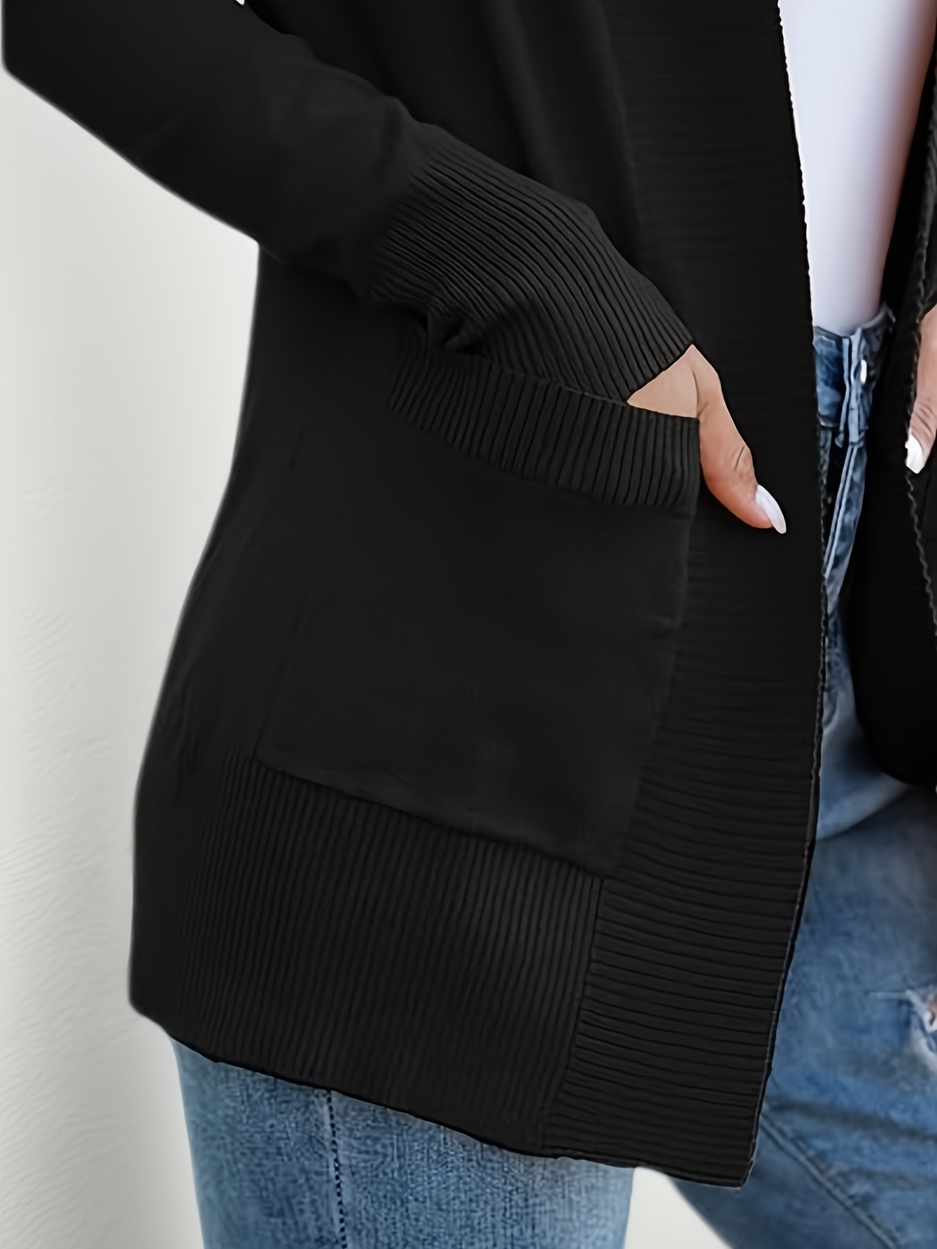 2025 Women's New Cardigan, Solid Color Knitted Jacket, Casual Lightweight Cardigan With Pockets, Fashionable Top For Streetwear Women