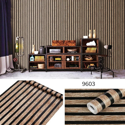 Self-adhesive Wood Striped Wallpaper Background Wall Waterproof Wallpaper