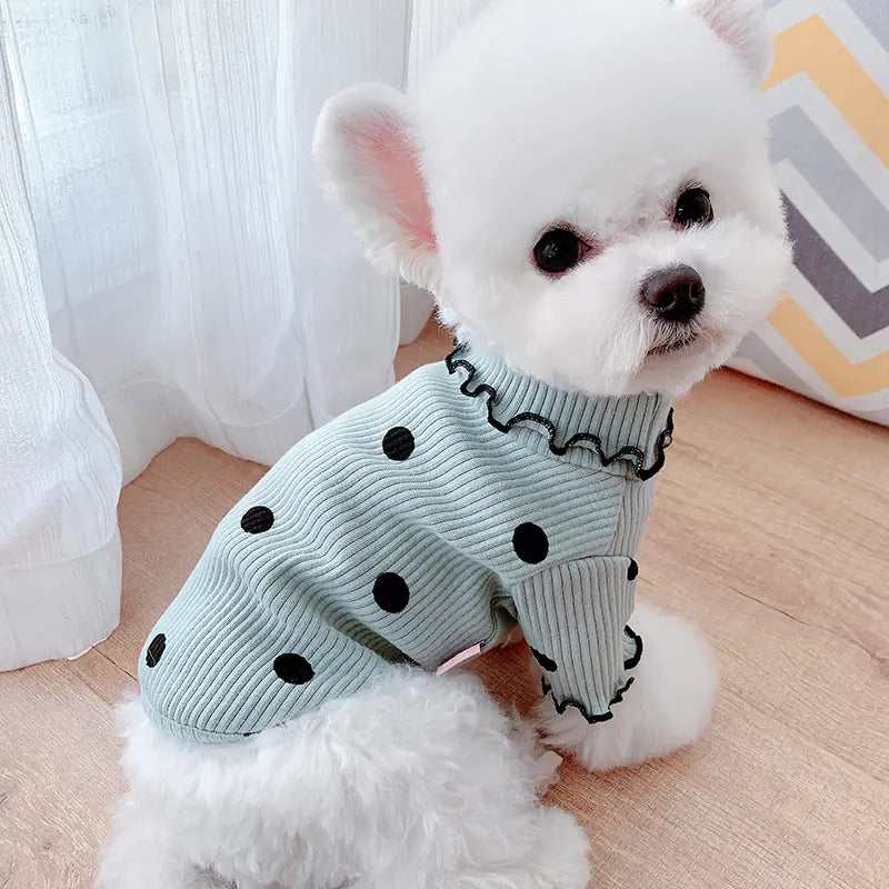 High Neck Dot Pet Shirt for Small Dogs and Cats