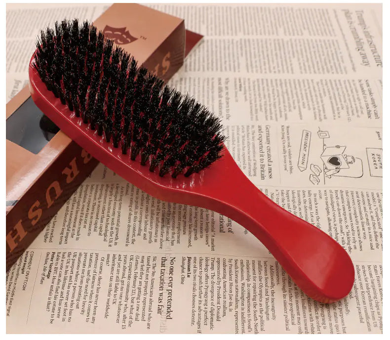 Beech Wood Lacquer Pig Bristle Curved Hair Styling Comb