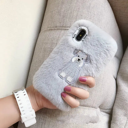Embroidered Plush Phone Case for iPhone 11/XS Max/7/8/XR