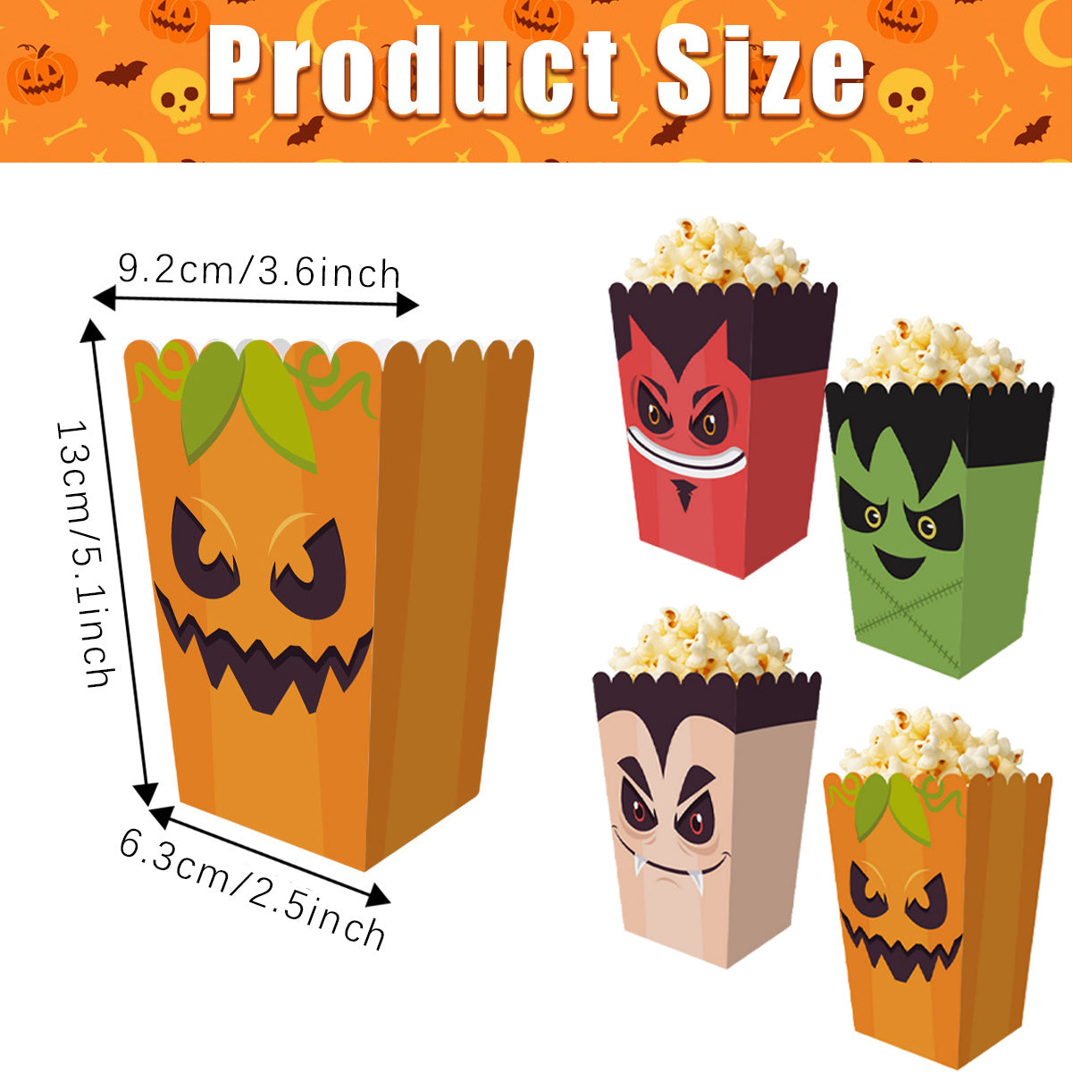 12Pcs Halloween Popcorn Box