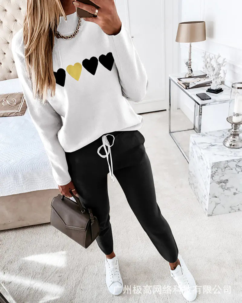 2021 Women's Casual Long Sleeve Hoodie and Pants Set