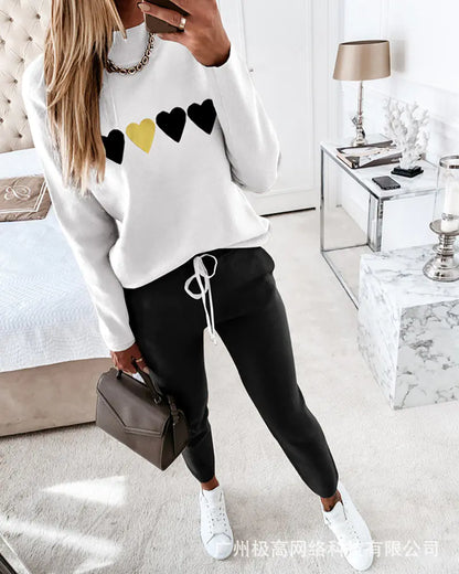 2021 Women's Casual Long Sleeve Hoodie and Pants Set