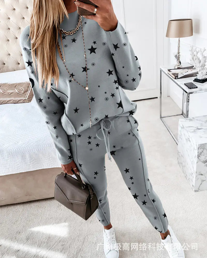 2021 Women's Casual Long Sleeve Hoodie and Pants Set