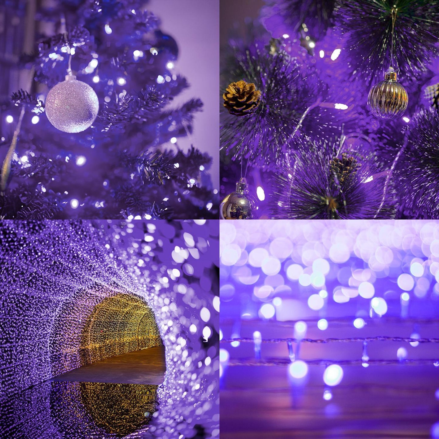 200pcs 66ft Halloween Fairy String Lights 8 Lighting Modes Mini Plug-in String Lights Indoor And Outdoor Christmas Garden Wedding Party Decoration Purple