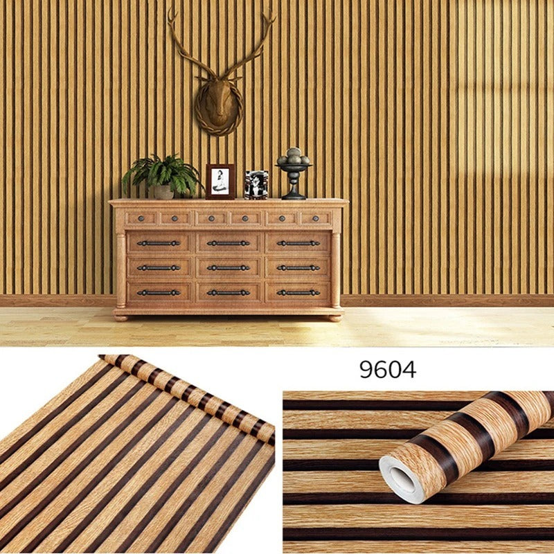 Self-adhesive Wood Striped Wallpaper Background Wall Waterproof Wallpaper
