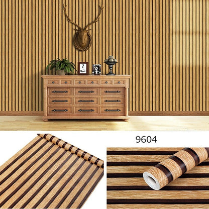 Self-adhesive Wood Striped Wallpaper Background Wall Waterproof Wallpaper