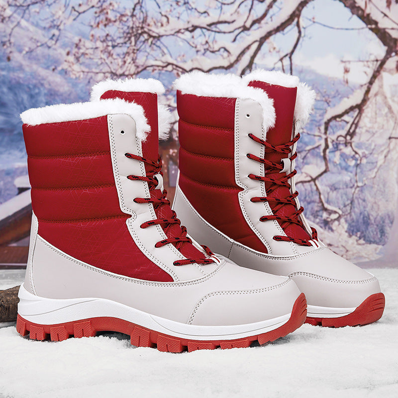 Winter Cotton Boots Outdoor Women's Fleece Lined Padded Warm Keeping Snow Boots