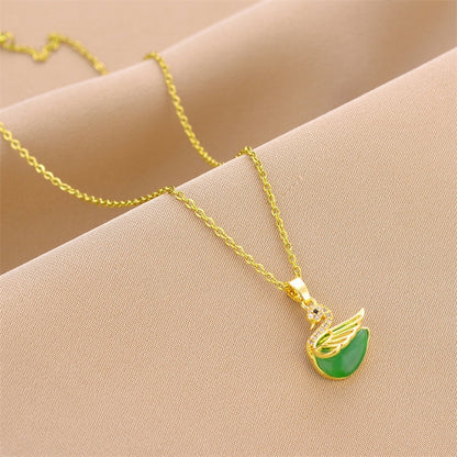 Necklace,stainless Steel,with Green Swan ,Only Self-pickup Is Supported, And The Displayed Prices Are All Self-pickup Prices