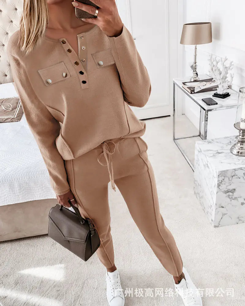 2021 Women's Casual Long Sleeve Hoodie and Pants Set