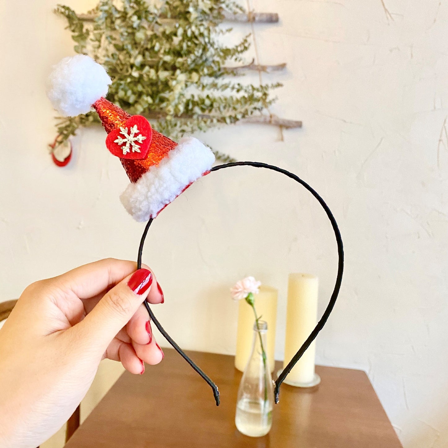 Christmas Lambswool Sequin Cap Headband