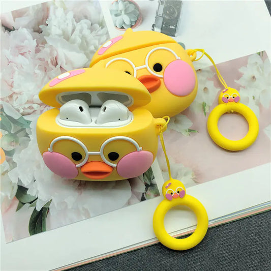 Cute Duck Silicone Soft Case for Earbuds