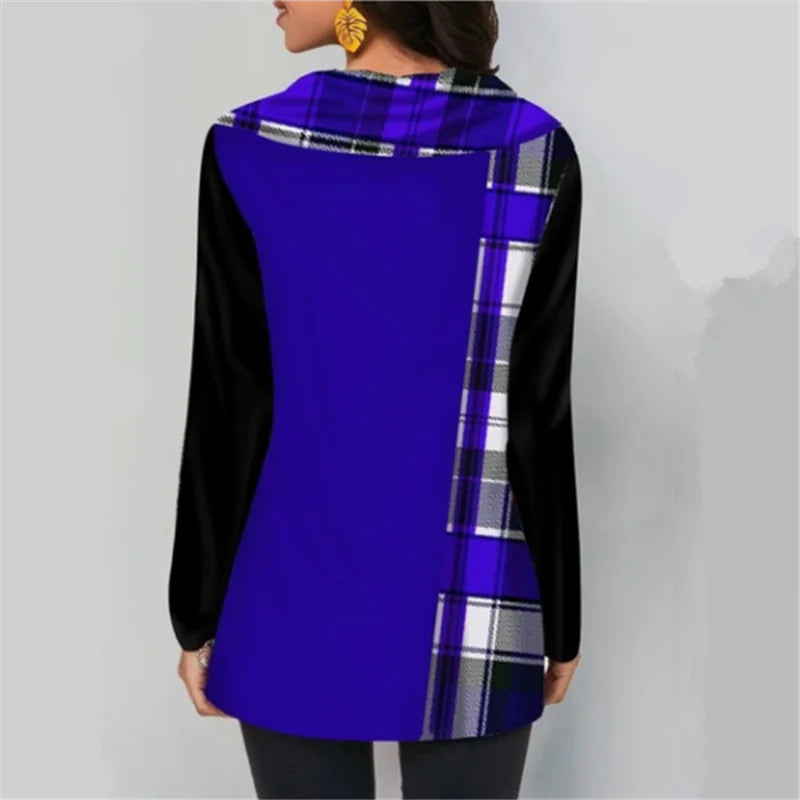 Plaid Button Sweatshirt with Long Sleeve T-Shirt