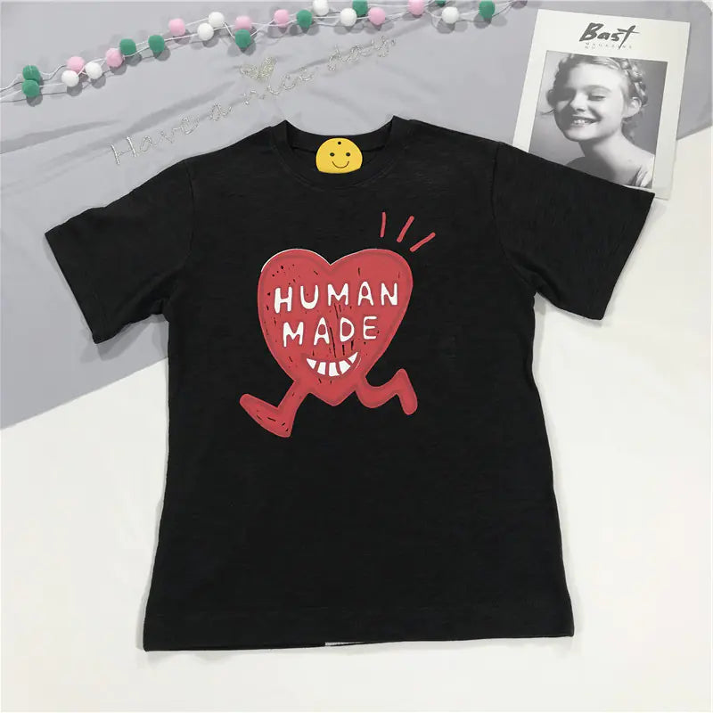 Short Sleeve Heart Print Couple T-Shirt