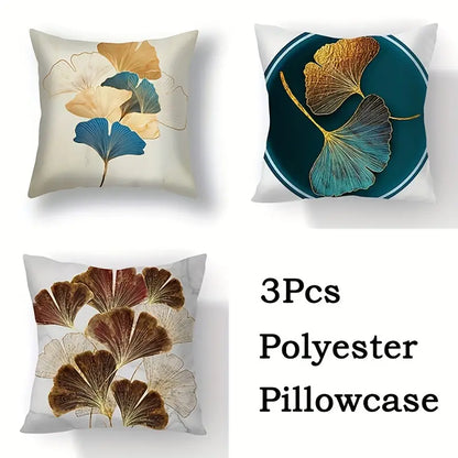 Ginkgo Biloba Polyester Throw Pillowcases - 3pcs Set
