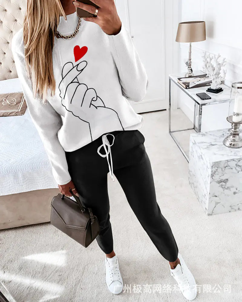 2021 Women's Casual Long Sleeve Hoodie and Pants Set