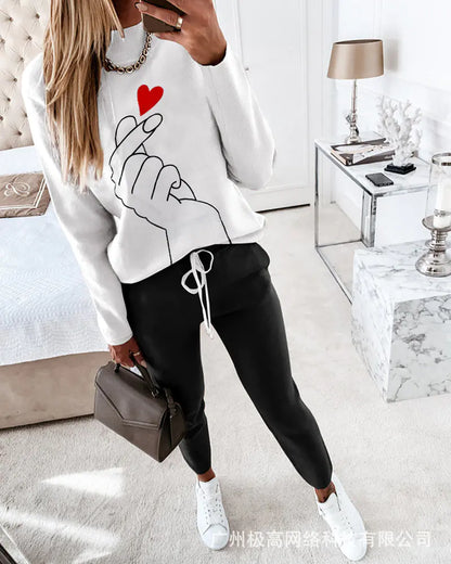 2021 Women's Casual Long Sleeve Hoodie and Pants Set