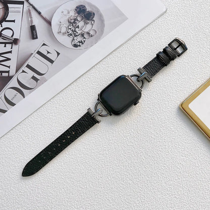 Personalized D-shaped Steel Leather Watch Strap