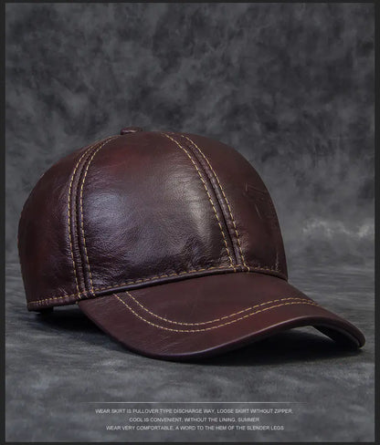 Spring Autumn Genuine Leather Baseball Cap for Men