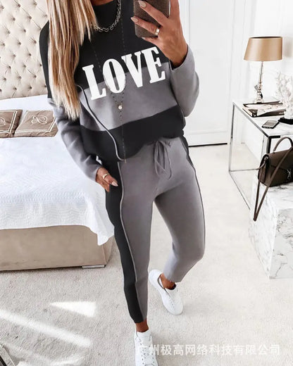 2021 Women's Casual Long Sleeve Hoodie and Pants Set
