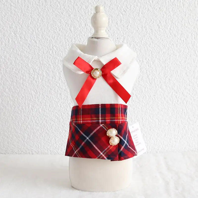 Petstyle Plaid Skirt OL Dress for Spring Summer