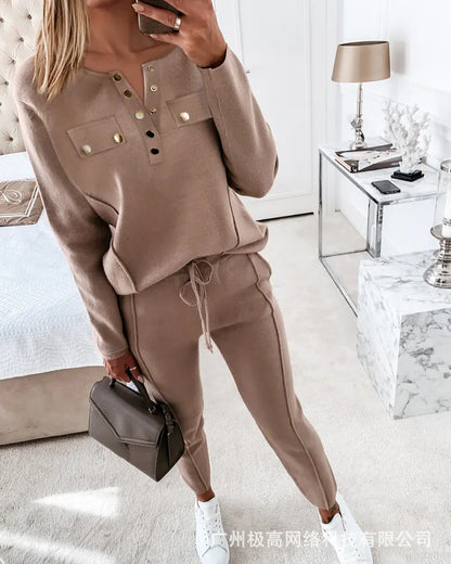 2021 Women's Casual Long Sleeve Hoodie and Pants Set