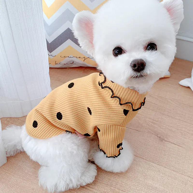 High Neck Dot Pet Shirt for Small Dogs and Cats