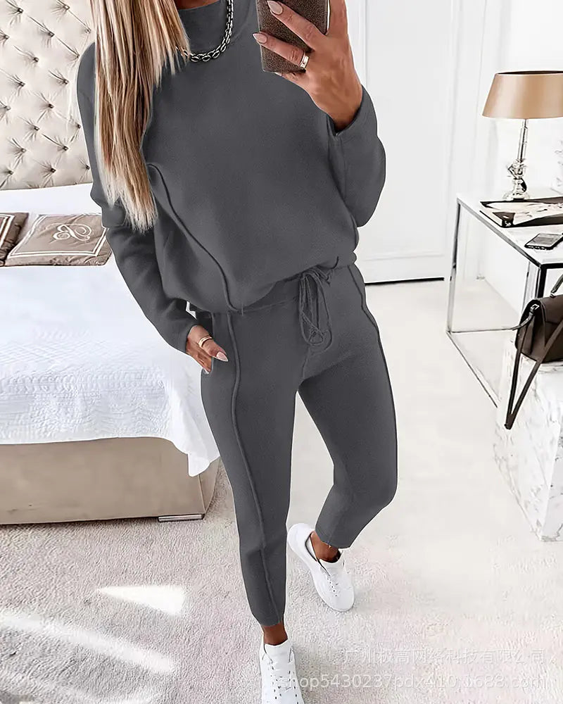 2021 Women's Casual Long Sleeve Hoodie and Pants Set